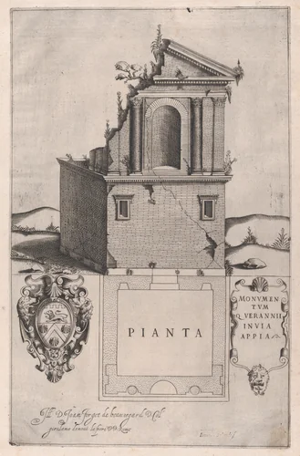 Sepulchre of Verannius, from "Speculum Romanae Magnificentiae" by anonymous, print, 1530-1580