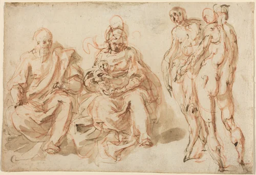 The Adoration of the Shepherds by Cesare Pollini, drawing, 1560-1630