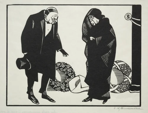 Vous voulez accompagner à pied le corps de votre - Oui c'est une occasion de marche un peu. by Hermann Paul, print, 1900-1925