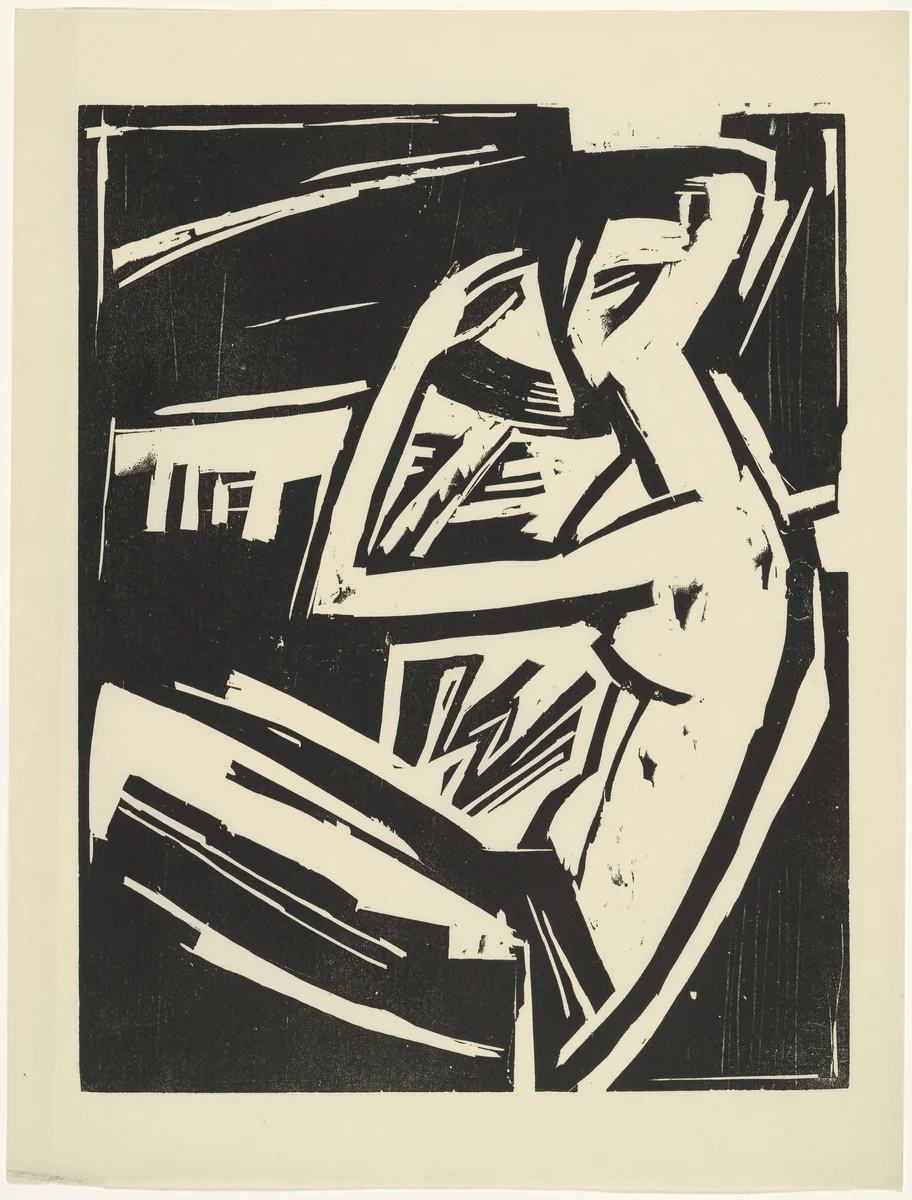 Nude Combing Her Hair (Nackte Frau sich kämmend) from the periodical Kündung , vol. 1, no. 1 (January 1921) by Heinrich Stegemann, periodical, 1921