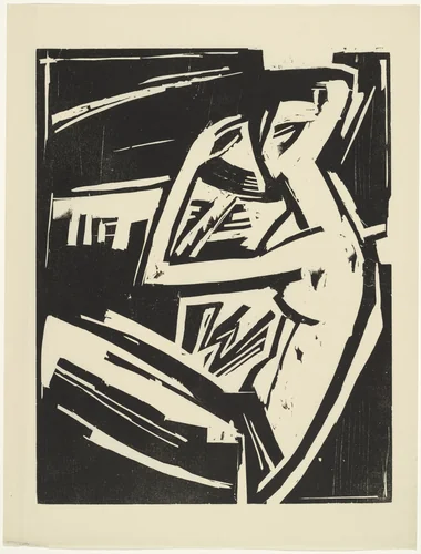 Nude Combing Her Hair (Nackte Frau sich kämmend) from the periodical Kündung , vol. 1, no. 1 (January 1921) by Heinrich Stegemann, periodical, 1921