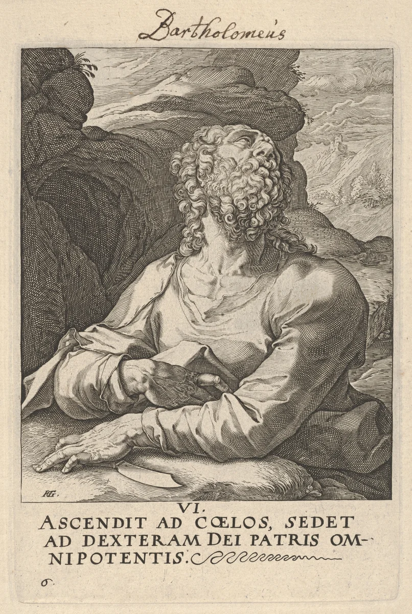 St. Bartholomew, from "Christ, the Apostles and St. Paul with the Creed" by Hendrick Goltzius, print, 1584-1594