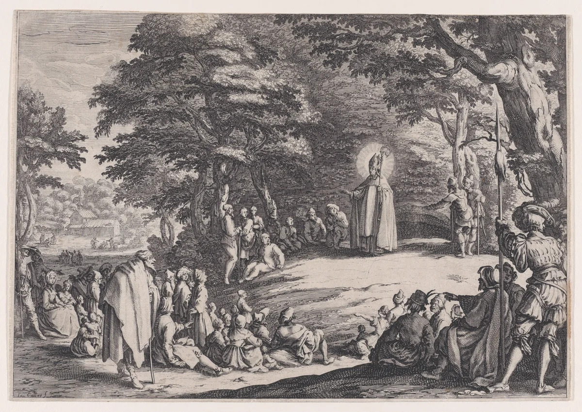 Saint Amond, St. Nicholas, or St. Séverin by Jacques Callot, print, 1620-1630