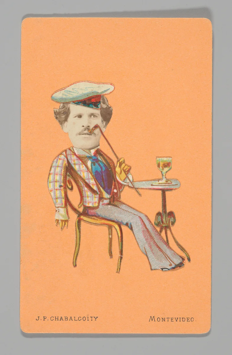 [Photo Collage: Man Sitting at Cocktail Table] by Juan Pedro Chabalgoity, photograph, 1870-1880
