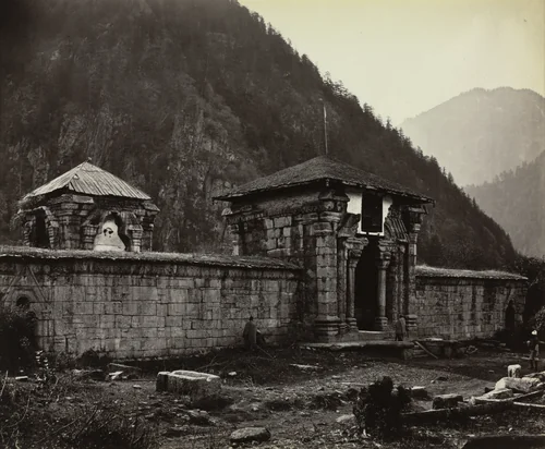 Temple at Naveshera, Kashmir, India by Samuel Bourne, photograph, 1864