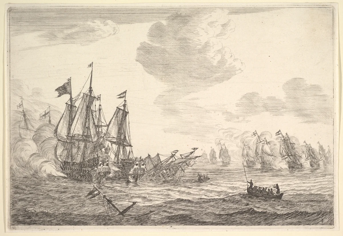 Naval Battle by Reinier Nooms, print, 1635-1670