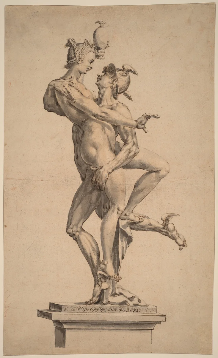 Mercury Abducting Psyche by Michael Philip I, drawing, 1652