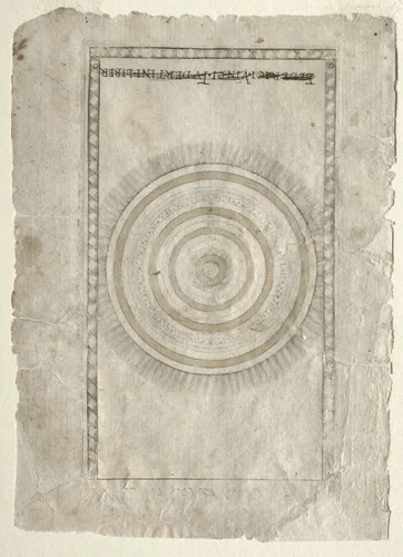 The Empyrean Sphere (from the Tarocchi, series A: Firmaments of the Universe, #50) by Master of the E-Series Tarocchi, print, 1457-1467