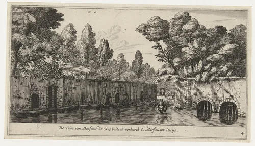 Tuin van Monsieur de Nue buiten de Parijse voorstad Marsiou by Reinier Nooms, print, 1656-1662