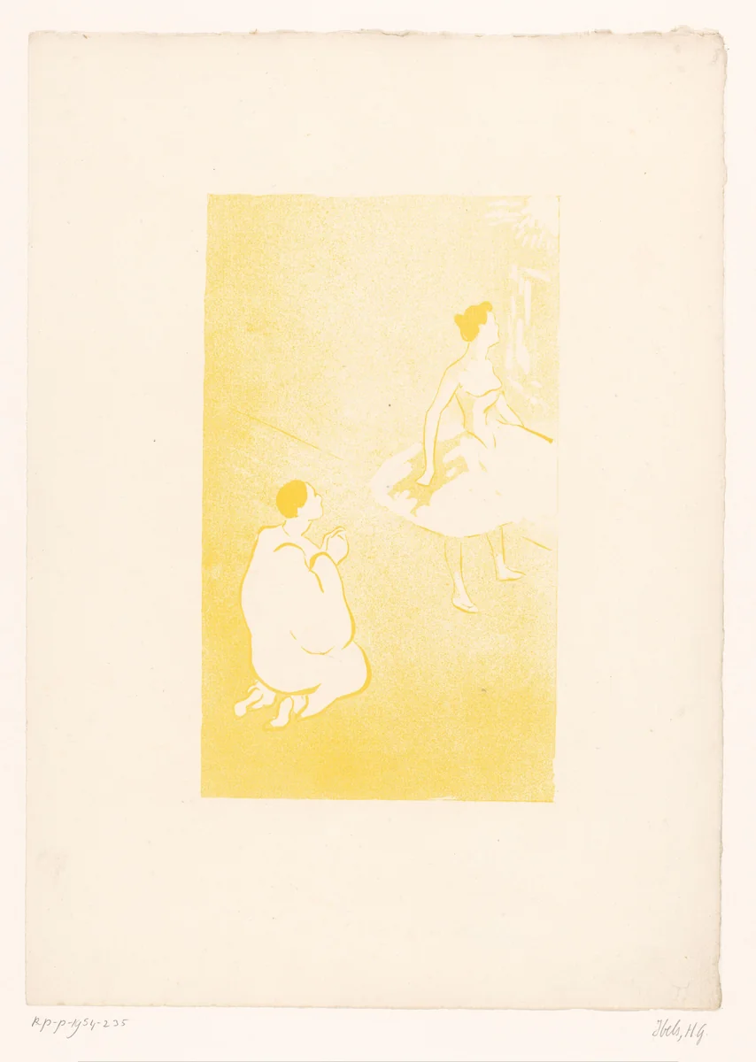 Man in aanbidding voor zijn geliefde ballerina by Henri Gabriel Ibels, print, 1895