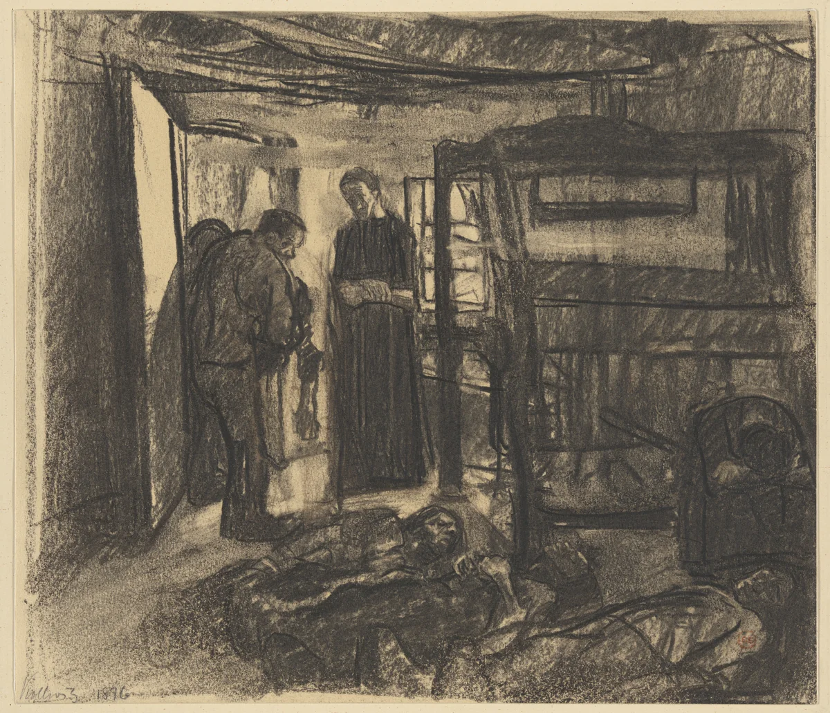 Study for End (Ende) by Käthe Kollwitz, drawing, 1896