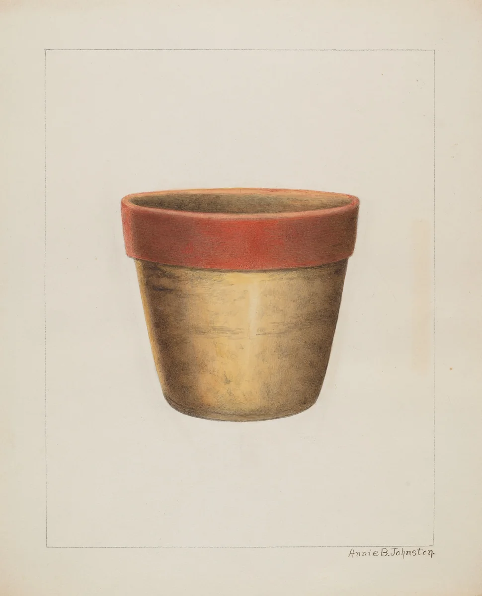 Pottery Flower Pot by Annie B. Johnston, index of american design, 1937-1938