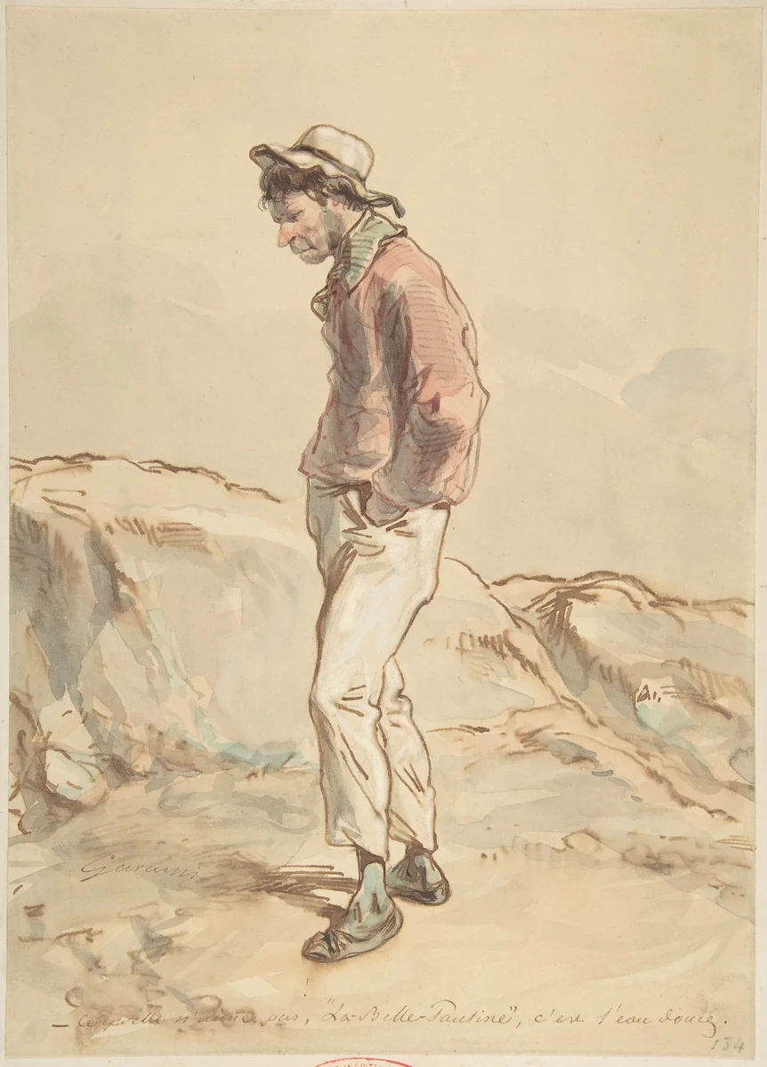 A Sailor Standing on the Shore by Paul Gavarni, drawing, 1859-1860