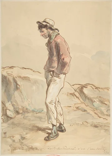 A Sailor Standing on the Shore by Paul Gavarni, drawing, 1859-1860
