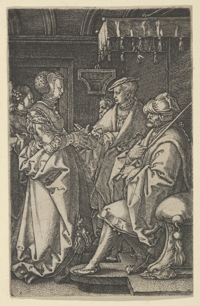 Potiphar's Wife Accusing Joseph, from The Story of Joseph by Heinrich Aldegrever, print, 1532