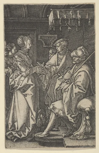 Potiphar's Wife Accusing Joseph, from The Story of Joseph by Heinrich Aldegrever, print, 1532