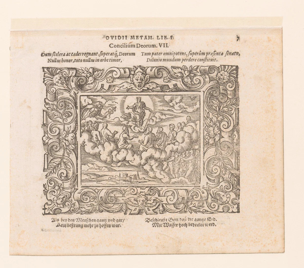 Jupiter vraagt de Olympische goden om raad by Unknown, print, 1569