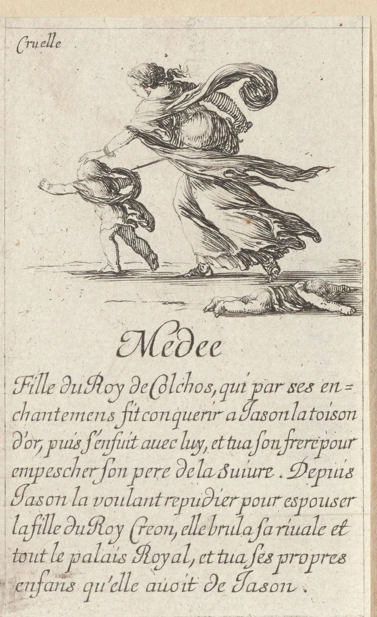 Medea by Stefano della Bella, print, 1620-1664