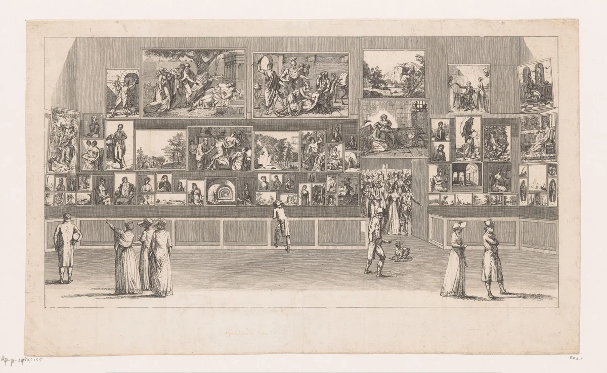 Gezicht op een schilderijengalerij in het Musée du Louvre by Antoine Maxime Monsaldy, print, 1800-1801