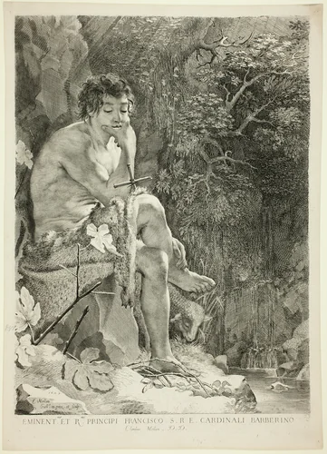 Saint John the Baptist in the Desert by Claude Mellan, print, 1629