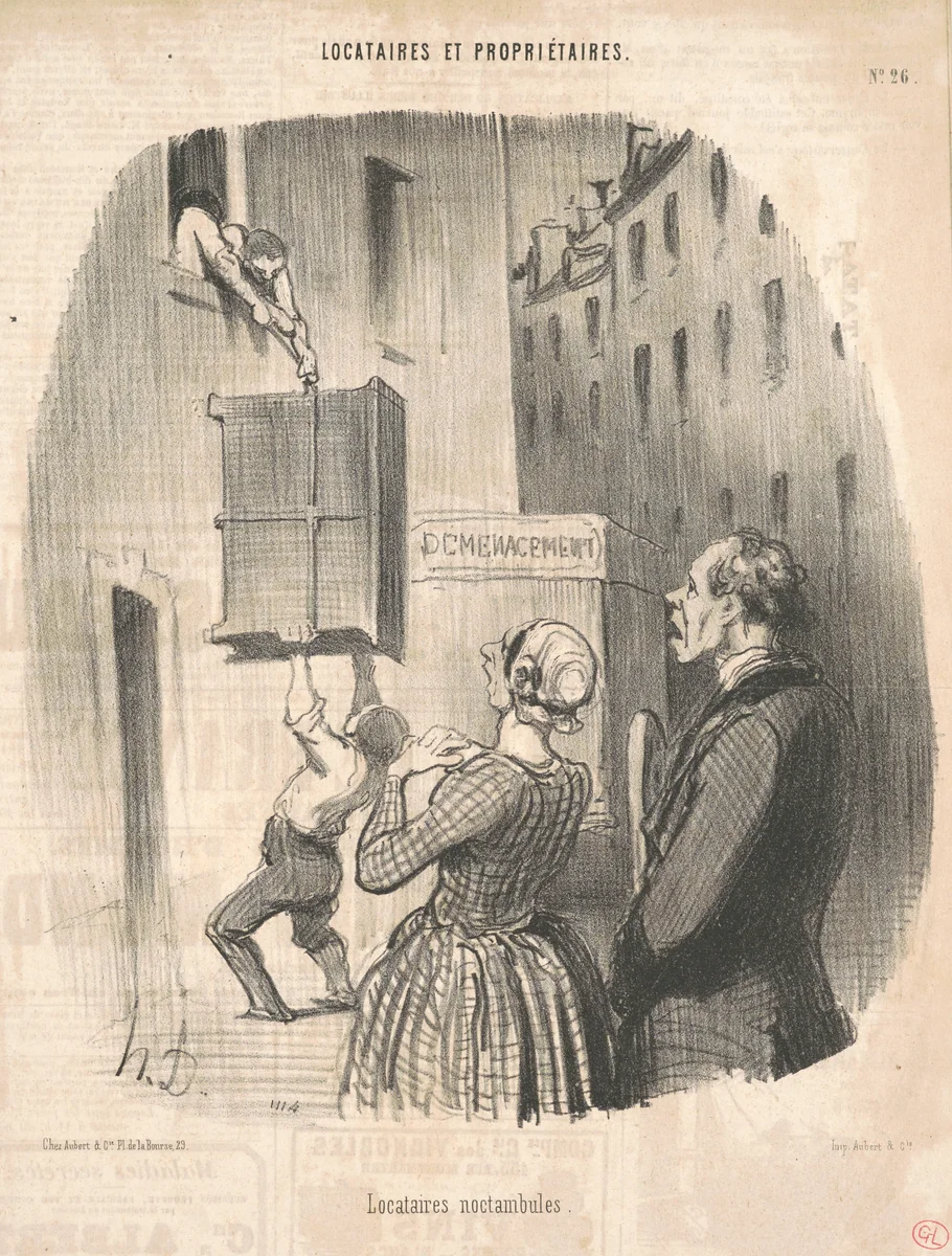 Locataires noctambules by Honoré Daumier, print, 1847