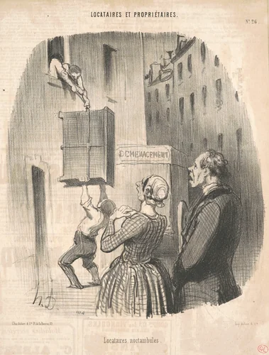 Locataires noctambules by Honoré Daumier, print, 1847
