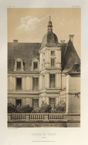 Architecture Pittoresque ou Monuments des xveme. Et xvieme. Siecles: Chateaux De France des XV et XVI Siecles: Pl. 33, Château De Tanlay (Yonne) by Victor Petit, print, 1860