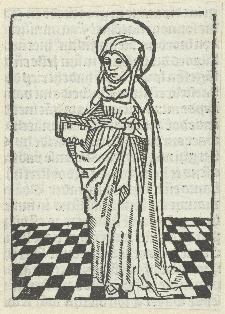 Vrouwelijke heilige by anonymous, print, 1490-1510