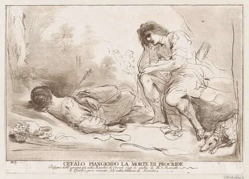 Cephalus and Procris by Vincenzio Vangelisti, print, 1764-1798