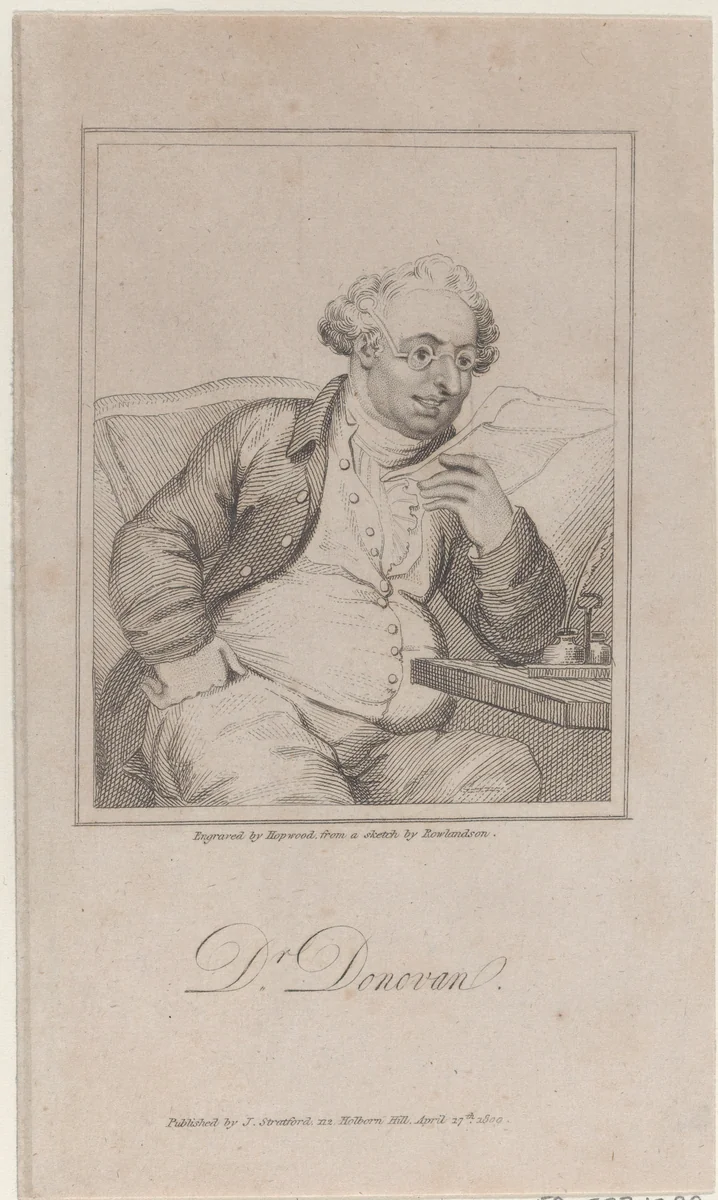 Portrait of Dr. Jeremiah Donovan, an army surgeon by James Hopwood, print, 1809