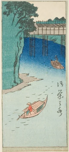 Ochanomizu, section of a sheet from the series "Cutout Pictures of Famous Places in Edo (Edo meisho harimaze zue)" by Utagawa Hiroshige (歌川広重), print, 1857