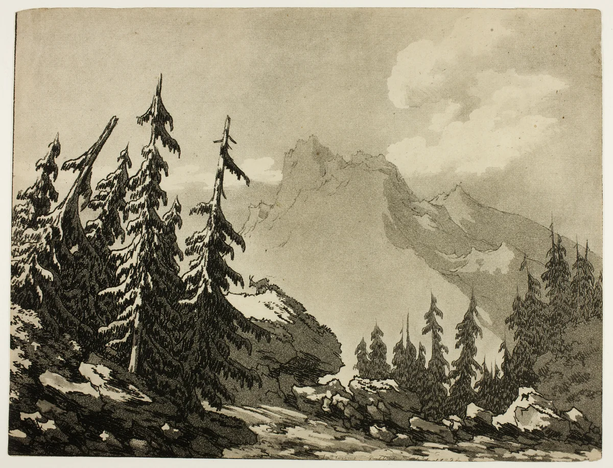 Pine Trees in the Mountains by John Robert Cozens, print, 1789