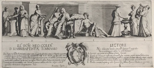 A Marriage Ceremony, after an antique painting in the possession of the Aldobrandini by Bernardino Capitelli, print, 1610-1639