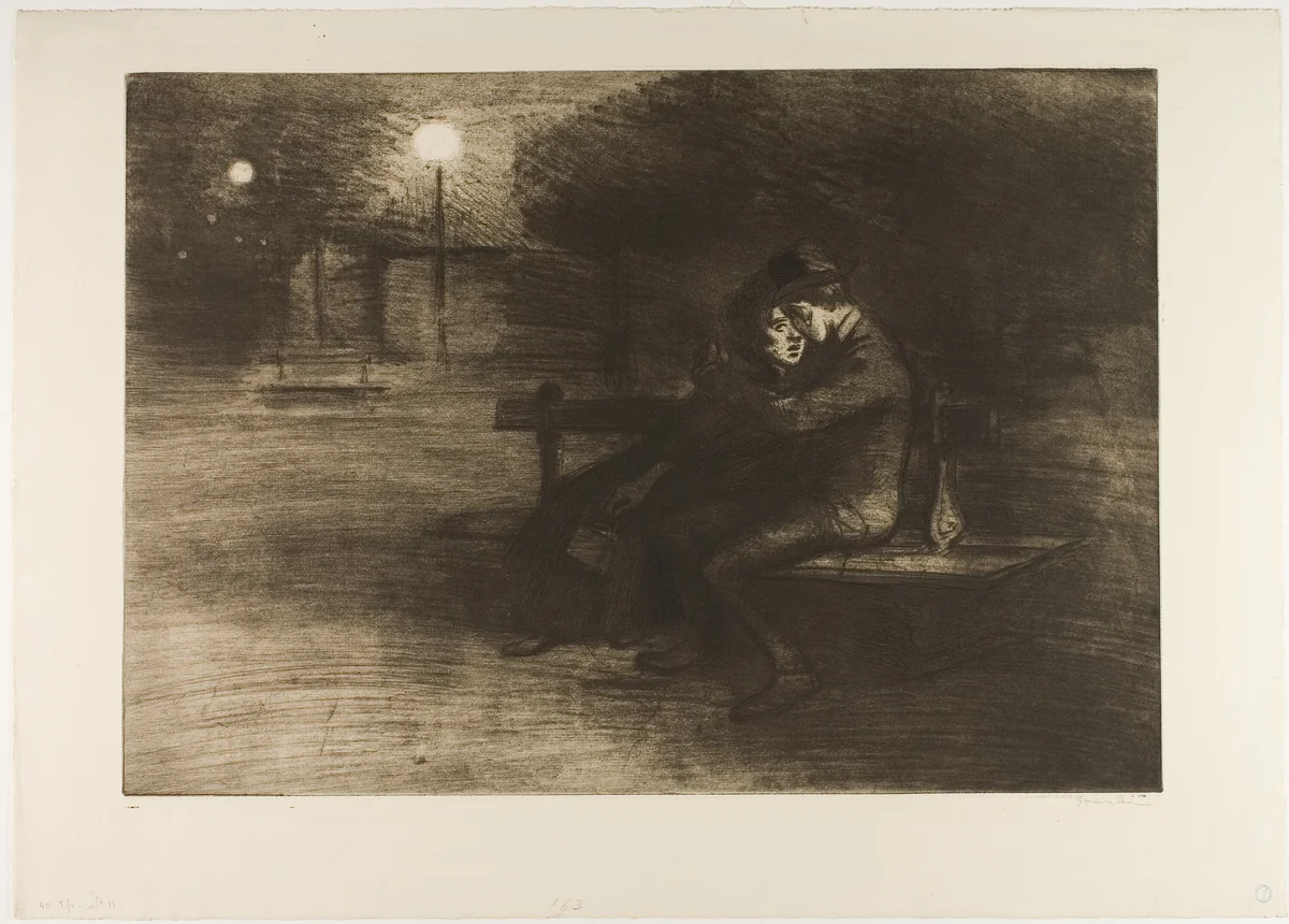 Lovers on a Bench by Théophile Alexandre Steinlen, print, 1902