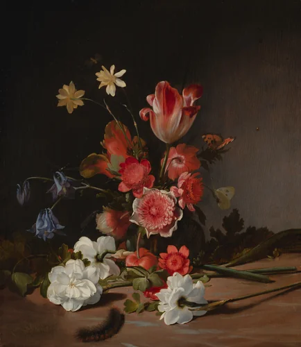 Still Life with a Bouquet in the Making by Dirck de Bray, painting, 1674