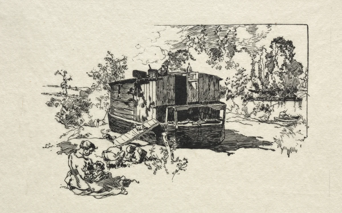 Bateau logement by Auguste Louis Lepère, print, 1870-1918