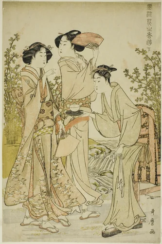 Elegant Pleasures: The Scent of Flowers, left (Furyu hana no ka asobi, ge) by Kitagawa Utamaro (喜多川歌麿), print, 1778-1788