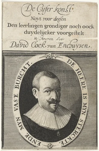 Portret van de schoolmeester David Cock by Salomon Savery, print, 1632-1672