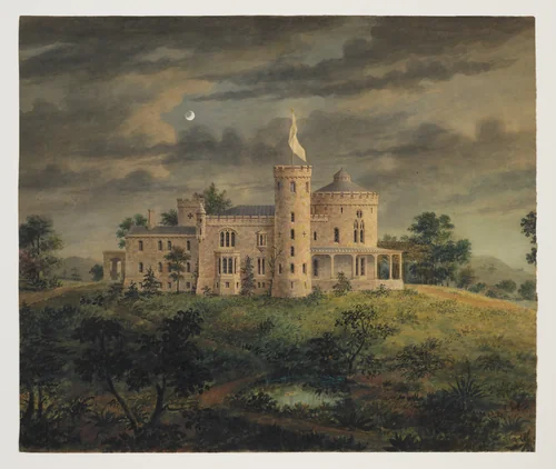 Ericstan, for John J. Herrick, Tarrytown, New York (perspective) by Alexander Jackson Davis, drawing, 1855