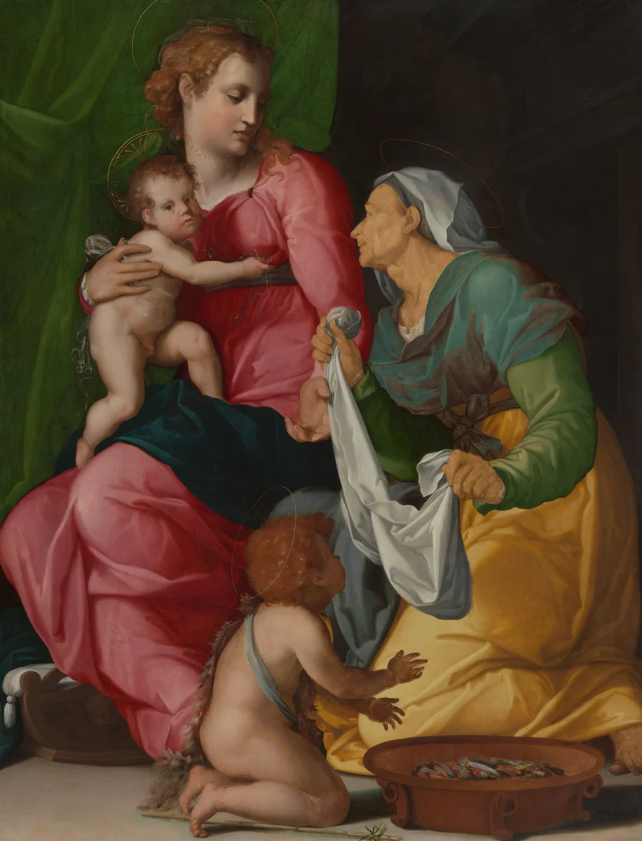 Madonna and Child with Saints Elizabeth and John the Baptist by Jacopino del Conte, painting, 1535-1540
