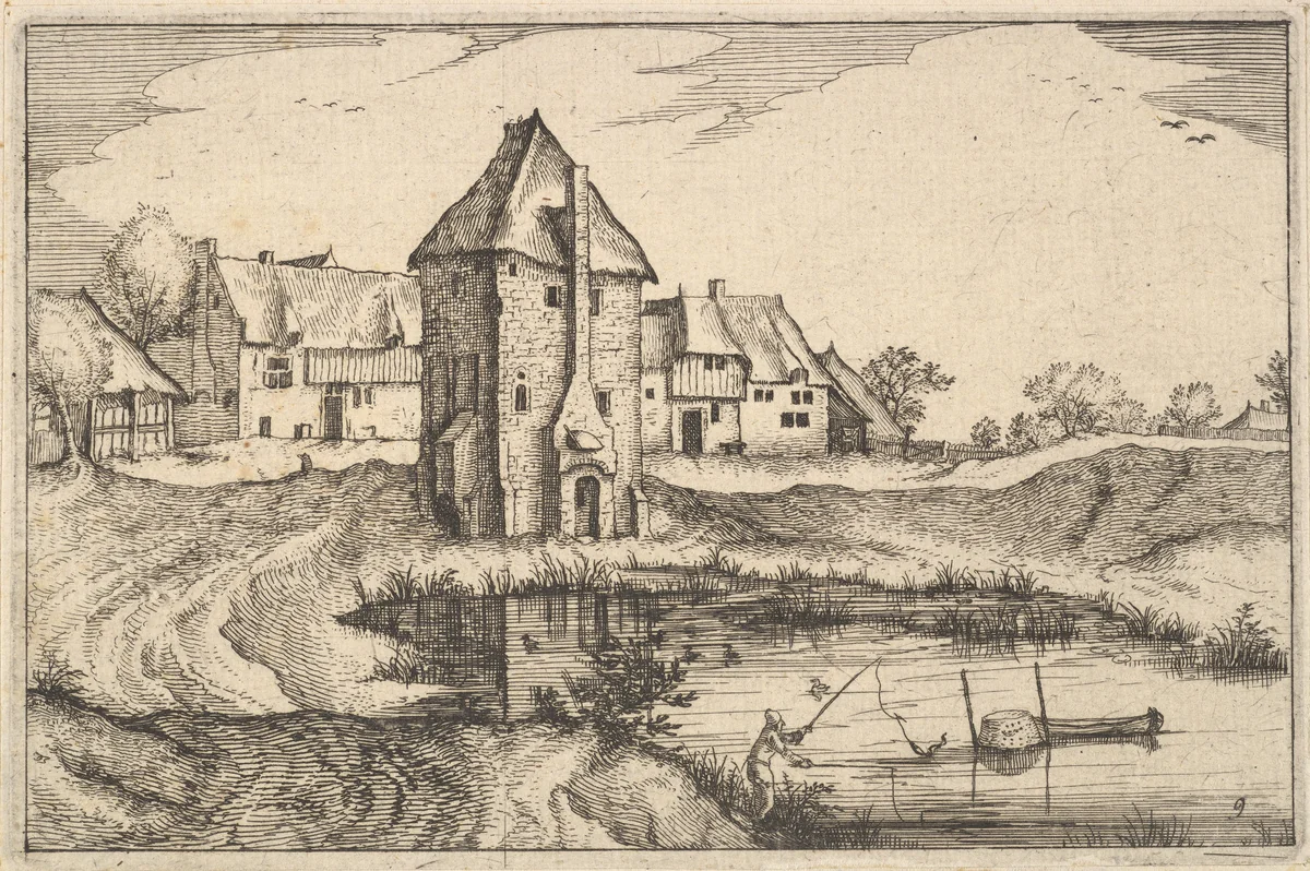The Pond, plate 9 from "Regiunculae et Villae Aliquot Ducatus Brabantiae" by Claes Jansz Visscher, print, 1605-1615