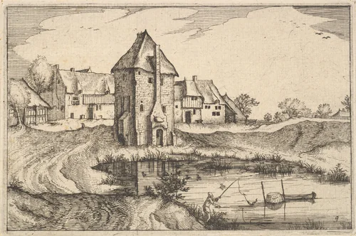 The Pond, plate 9 from "Regiunculae et Villae Aliquot Ducatus Brabantiae" by Claes Jansz Visscher, print, 1605-1615