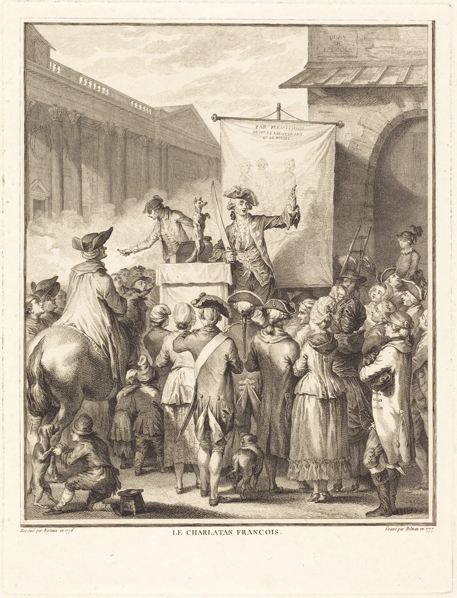 Le charlatan français by Isidore-Stanislas Helman, print, 1777