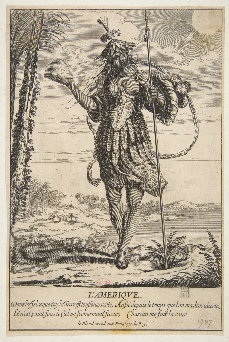 Allegory of America, from "The Four Continents" by Abraham Bosse, print, 1602-1676