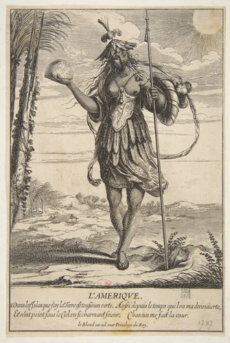 Allegory of America, from "The Four Continents" by Abraham Bosse, print, 1602-1676
