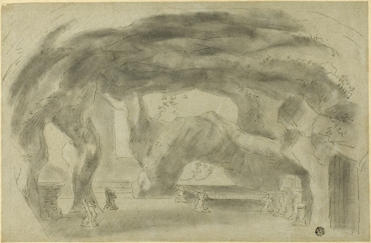 Interior of a Grotto by Richard Wilson, drawing, 1734-1782