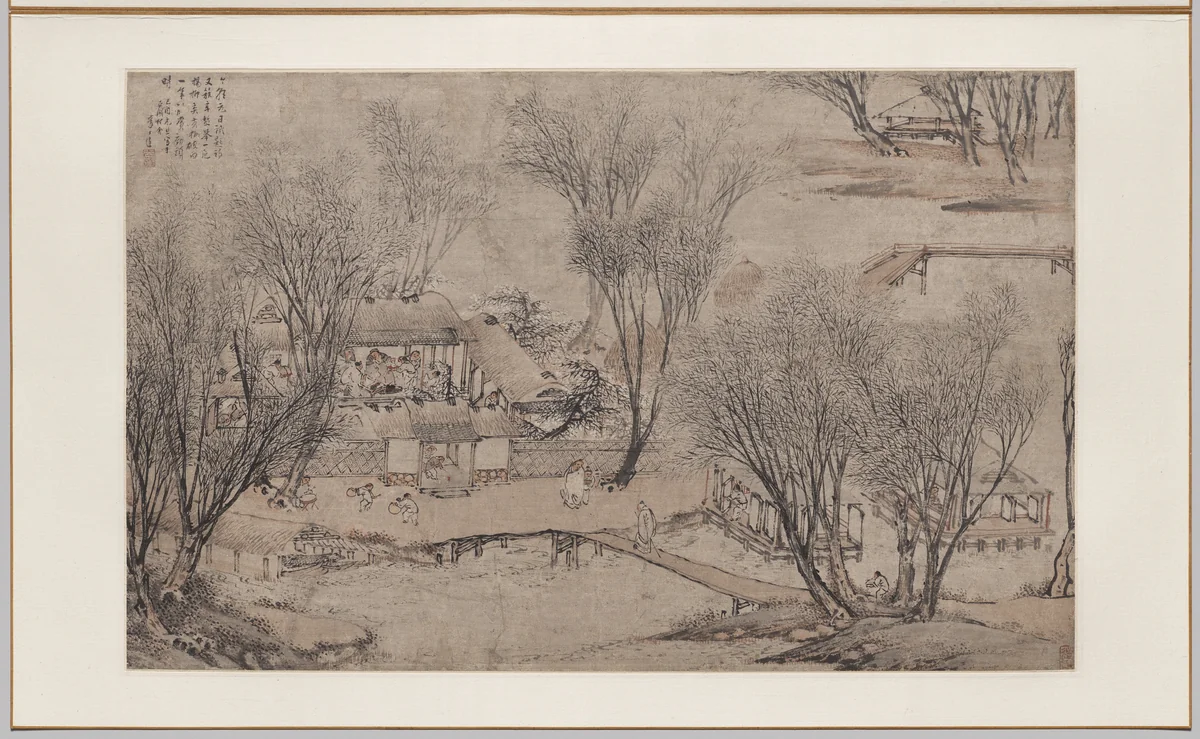 New Year's Day in a Village at Stone Lake by Li Shida, painting, 1609