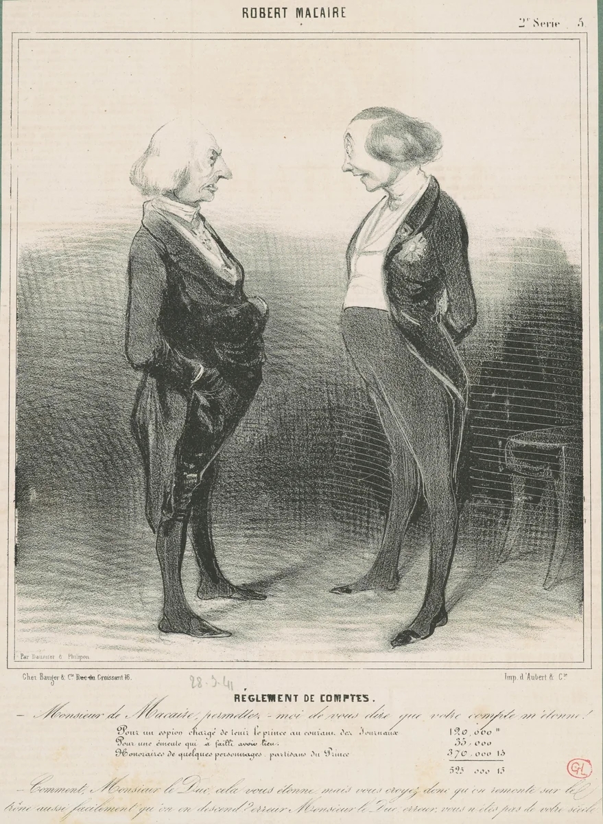 Réglement de comptes by Honoré Daumier, print, 1841