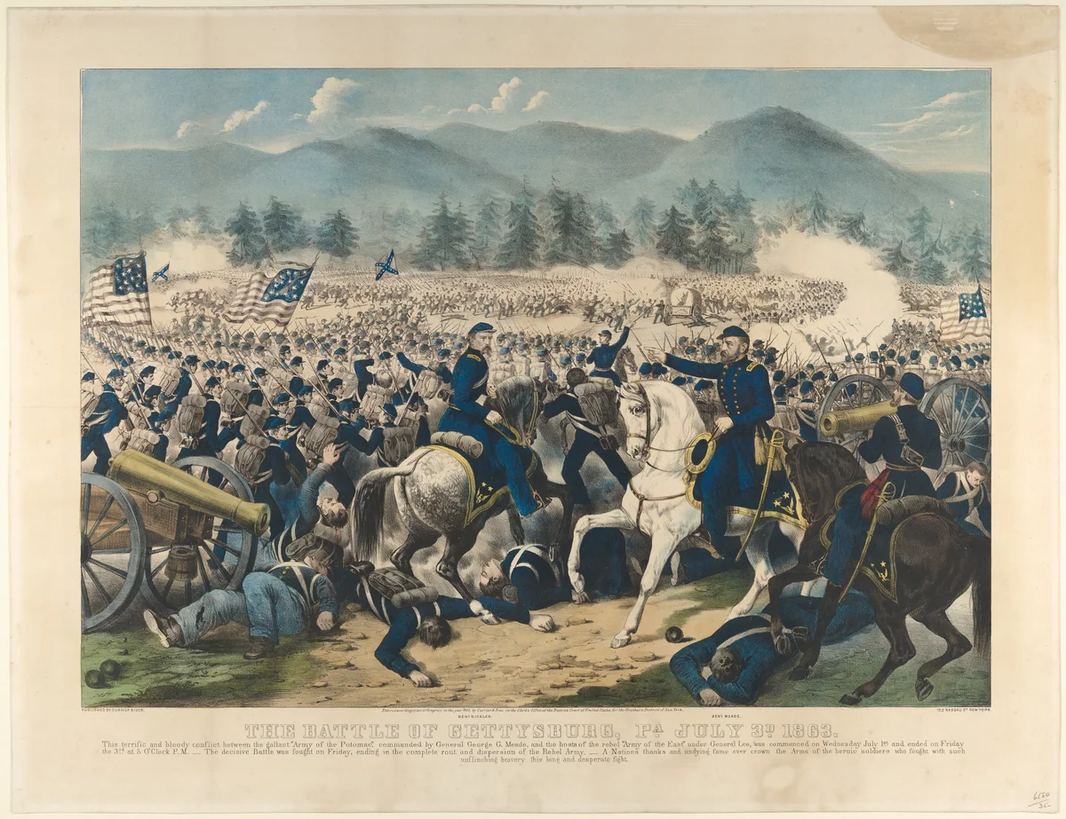 The Battle of Gettysburg, Pa., July 3rd, 1863 by Currier & Ives, print, 1863
