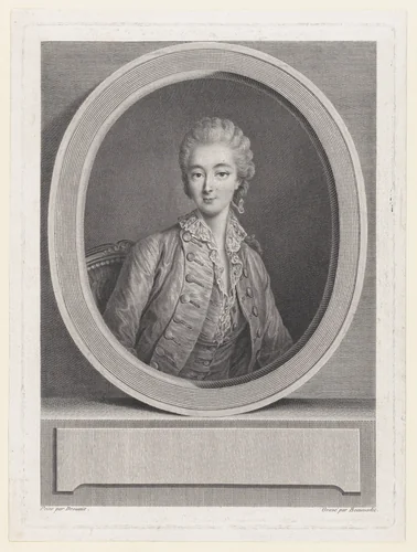 Portrait of Madame du Barry, after Drouais by Jacques Firmin Beauvarlet, print, 1760-1790